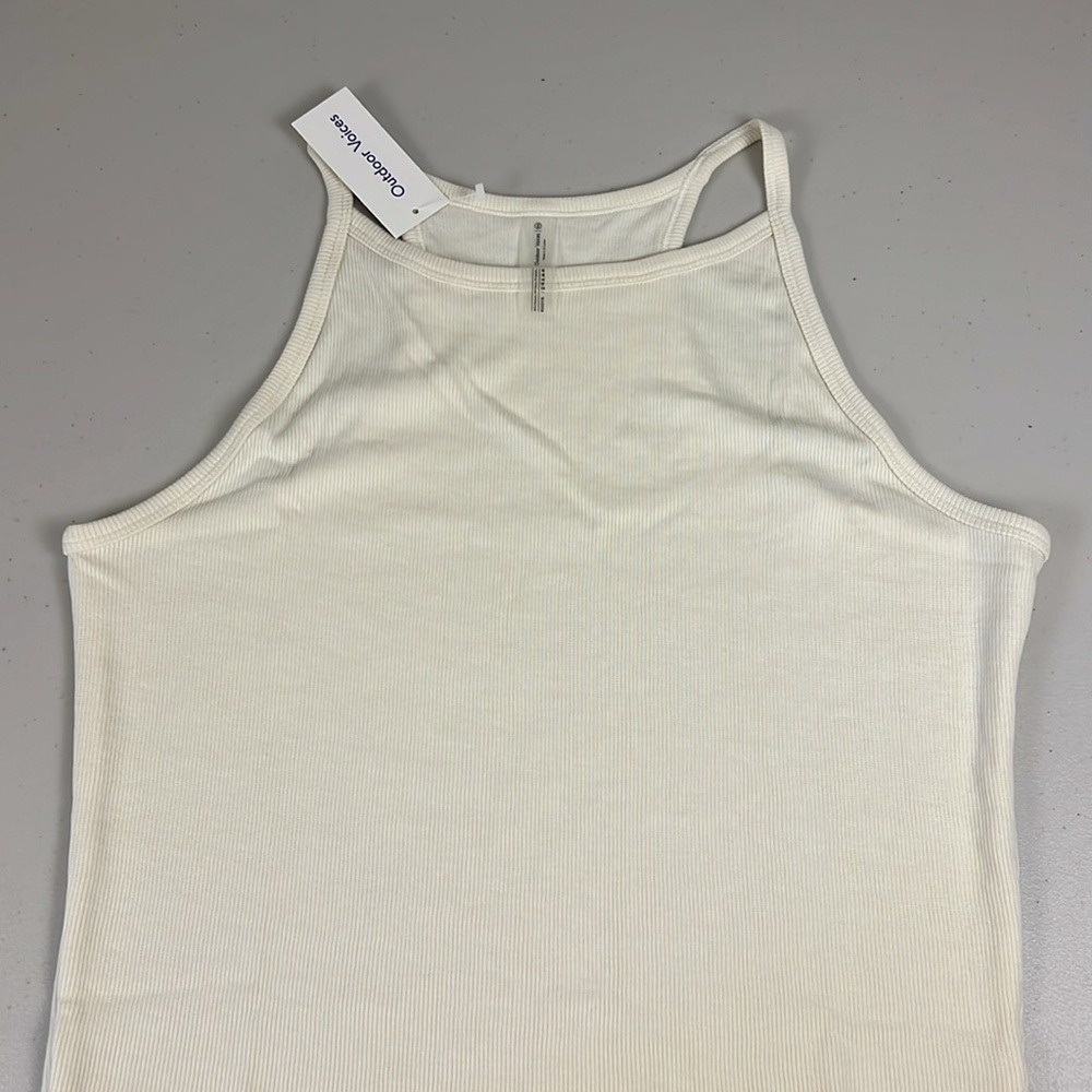 Outdoor Voices CozyRib Tank Milk Stone Off White High Neck Racerback XXL NEW - Picture 7 of 16